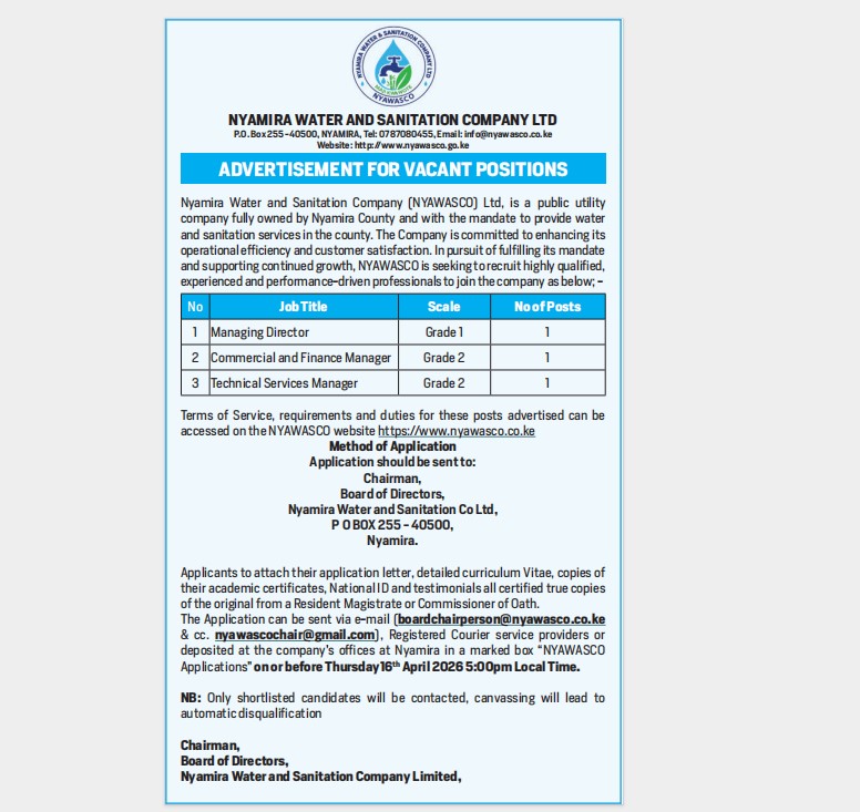 NYAWASCO Career Opportunities